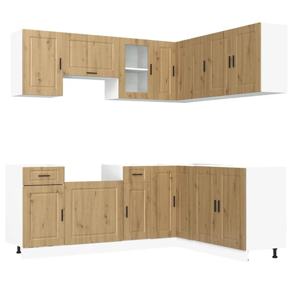 vidaXL Kitchen Cabinet Set Artisan Oak Engineered Wood and Glass Large