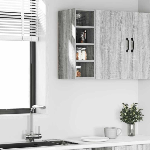 vidaXL Hanging Cabinet Grey Sonoma Engineered Wood 7.9x11.6x23.6 in
