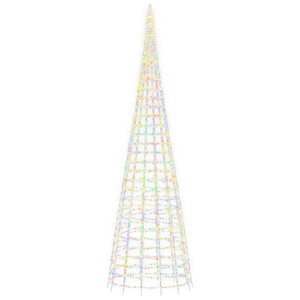 vidaXL LED Christmas Tree on Flagpole 3000 LEDs Colorful 315"