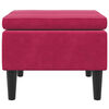vidaXL Stool Wine Red Velvet, rubber wood Small Footstool Square