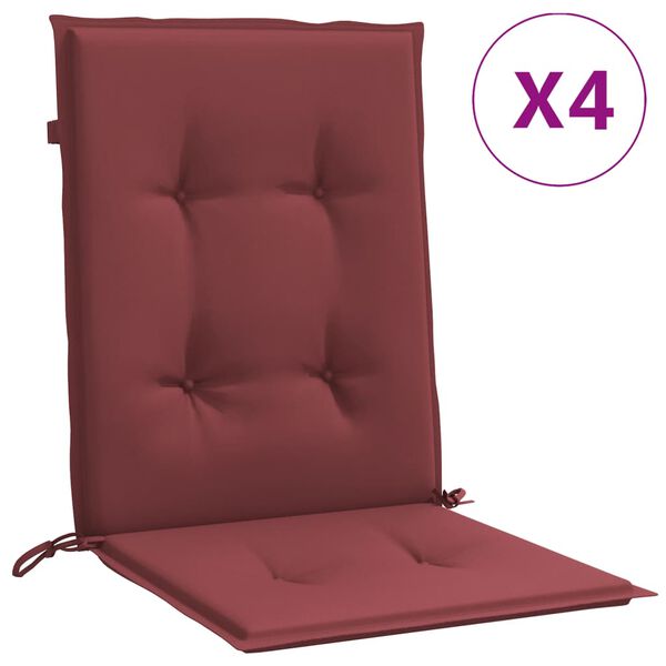 vidaXL Lowback Chair Cushion Set of 4 Melange wine red 100% polyester