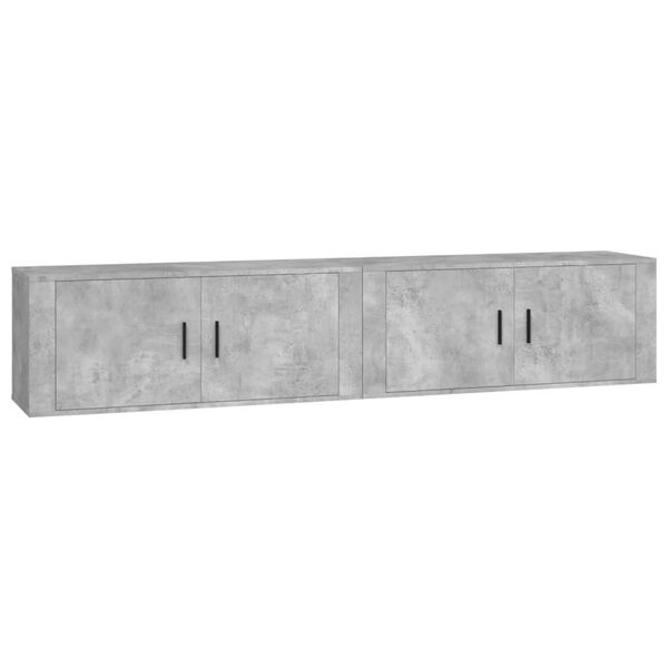vidaXL Wall-mounted TV Cabinet Set of 2 Concrete Grey Engineered wood