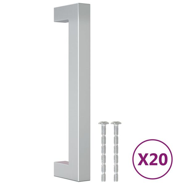 vidaXL Cabinet Handle Set of 20 Silver Stainless Steel Standard