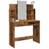 vidaXL Dressing Table Old wood Engineered wood, glass Adjustable Armrests