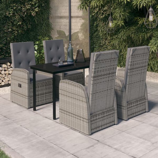 vidaXL Garden Dining Set Grey and black