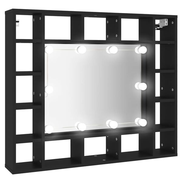 vidaXL Mirror Cabinet Black Engineered wood, acrylic 35.8x5.9x30.1 in