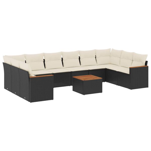 vidaXL Garden Sofa Set Black, Cream White