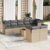 vidaXL Garden Sofa Set Beige Poly Rattan Large Adjustable Feet