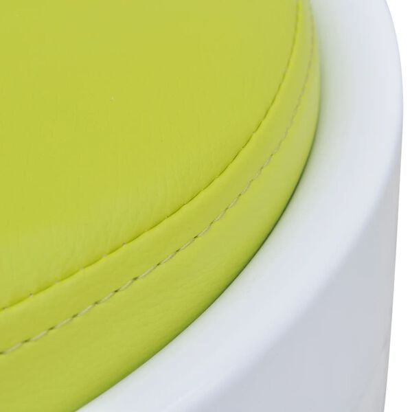 vidaXL Stool White, Apple Green ABS Plastic, Faux Leather Standard Stool