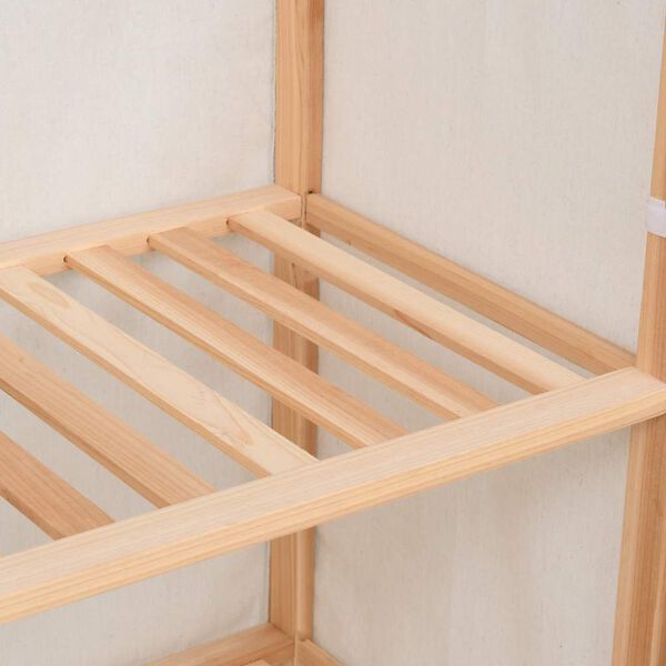 vidaXL Wardrobe White Solid fir wood and fabric 31.1 x 15.7 x 66.9 in