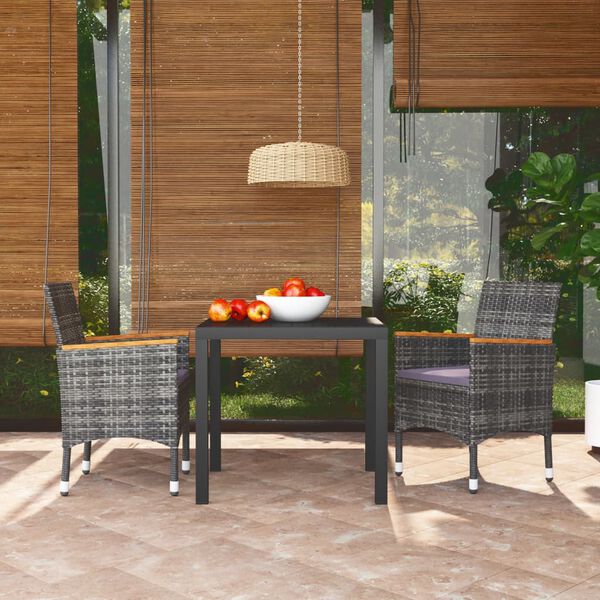 vidaXL Dining Set Grey PE rattan Medium Durable Garden Dining Set