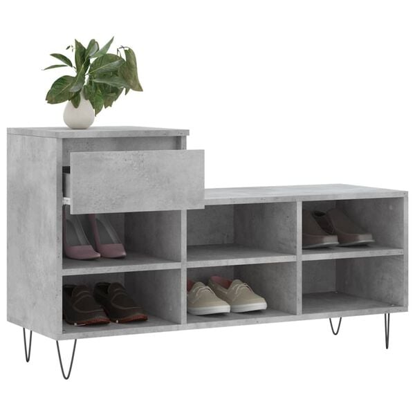 vidaXL Shoe Cabinet Concrete grey Engineered wood Medium Shoe Cabinet