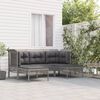 vidaXL 5 Piece Patio Lounge Set with Cushions Grey Poly Rattan