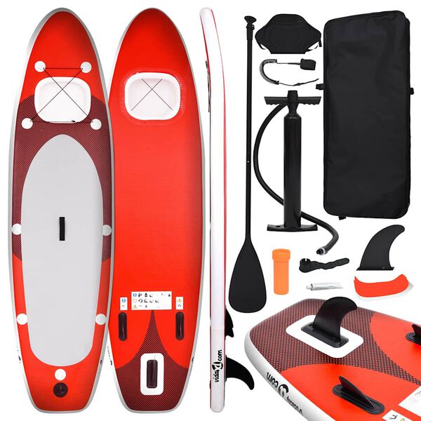 vidaXL Inflatable Stand Up Paddle Board Set Red 141.7x31.9x3.9"