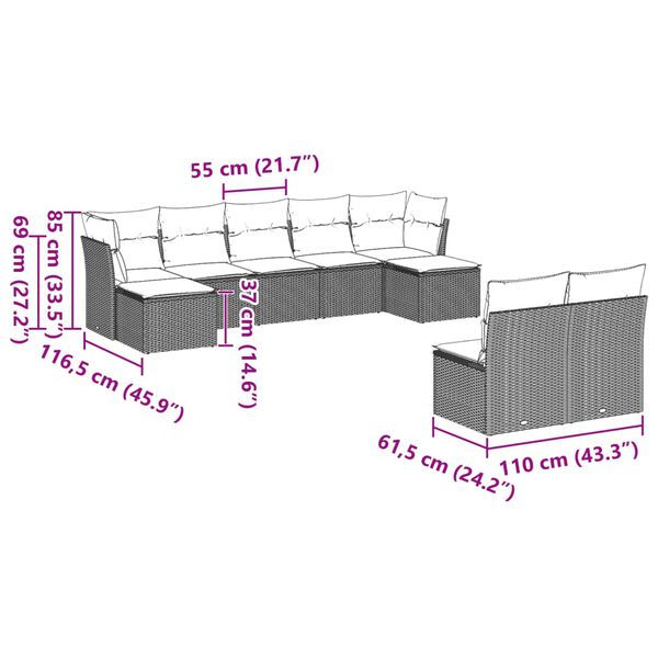 vidaXL Garden Sofa Set Light Grey, Dark Grey