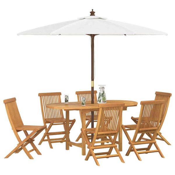 vidaXL Garden Dining Set 7 pcs Brown Solid Teak Wood