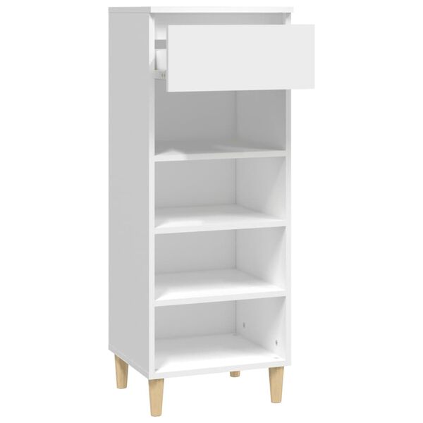 vidaXL Shoe Cabinet White Engineered wood, Solid eucalyptus wood Compact