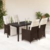 vidaXL 5 Piece Patio Bistro Set with Cushions Brown Poly Rattan