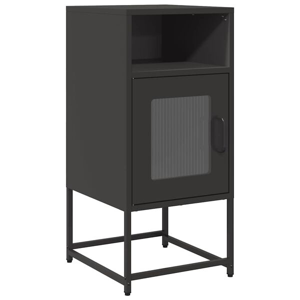 vidaXL Bedside Cabinet Black Cold-rolled Steel Medium Bedside Cabinet