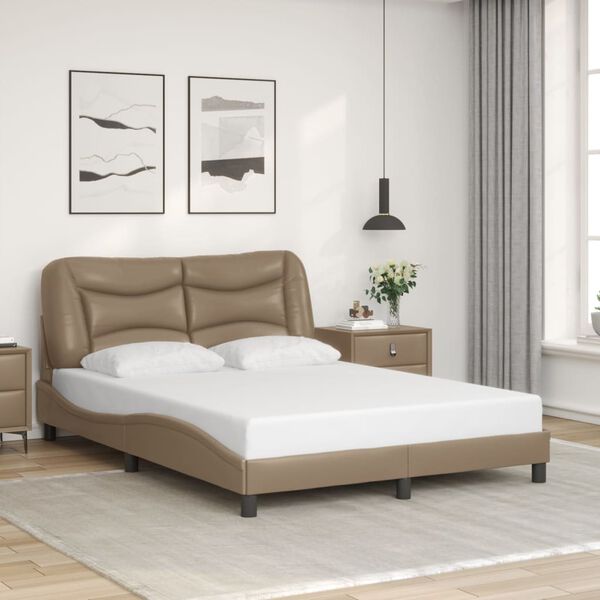 vidaXL Bed Frame Cappuccino Faux leather Double Modern Bed Furniture
