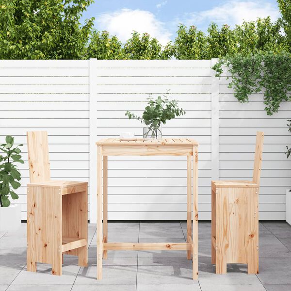 vidaXL Garden Bar Set Natural Wood Solid pine wood Medium Footrest