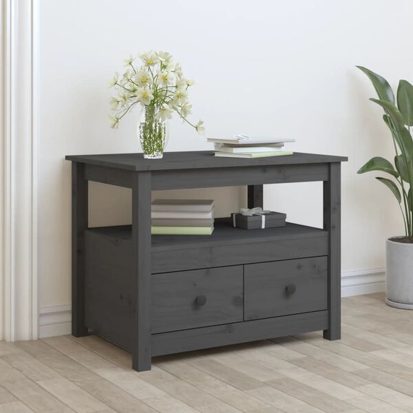 vidaXL Coffee Table Grey Solid pine wood Coffee Table Rectangular