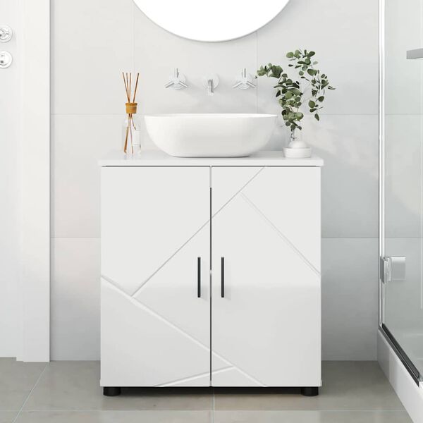 vidaXL Bathroom Cabinet High Gloss White 24.02 x 13.78 x 25.20 in