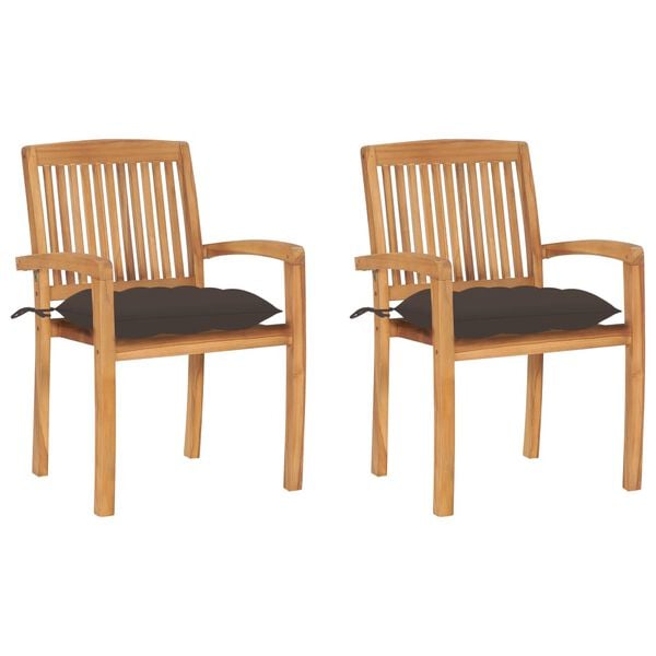 vidaXL Patio Chair Set of 2 Taupe, Natural
