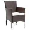 vidaXL Dining Set Rattan Brown, Cream White Cushion