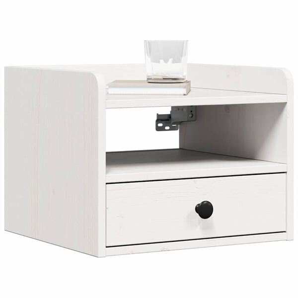 vidaXL Bedside Table White 14.96 x 14.17 x 11.61 in Solid pine wood