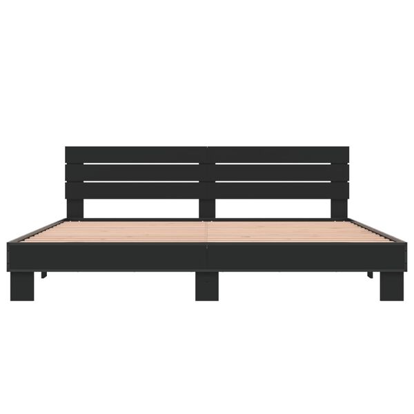 vidaXL Bed Frame Black Engineered Wood Double Modern Bed Frame