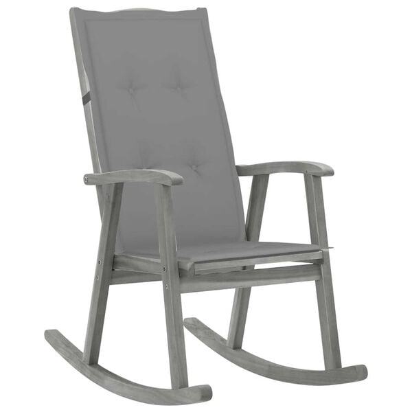 vidaXL Wooden Rocking Chair Grey Solid acacia wood Standard