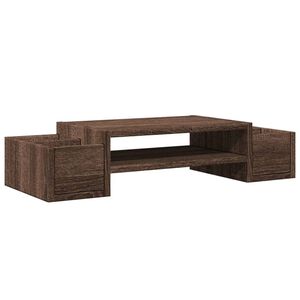 vidaXL Monitor Stand with Storage Brown Oak 27.6x10.6x5.9" Engineered Wood