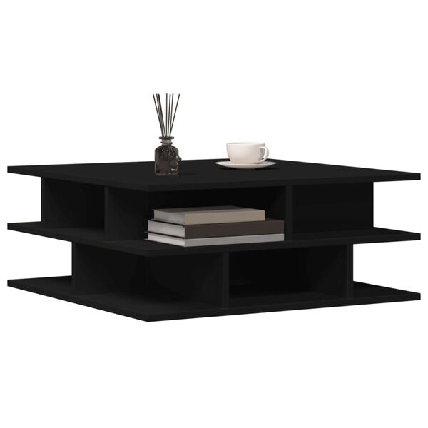 vidaXL Coffee Table Black Engineered Wood 27.6x27.6 in Coffee Table