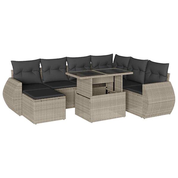 vidaXL Garden Sofa Set Light Gray PE rattan Large Modular