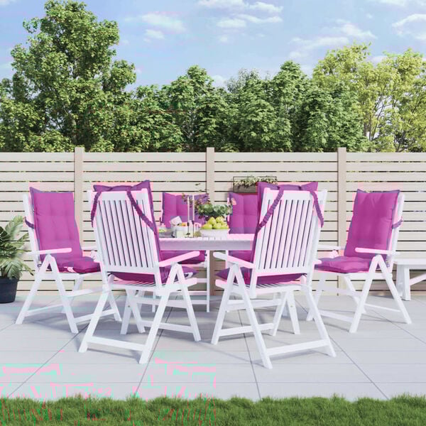 vidaXL Highback Chair Cushion Set of 6 Pink Oxford fabric