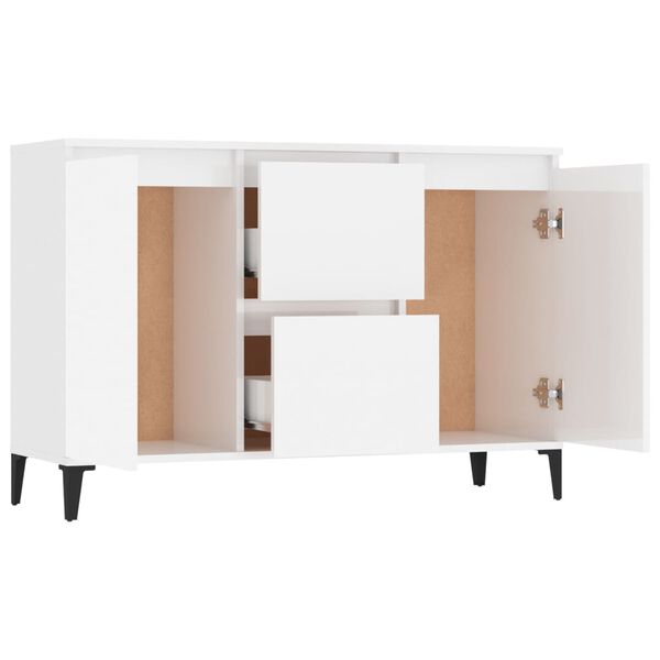 vidaXL Sideboard High Gloss White 40.2"x13.8"x27.6" Engineered Wood