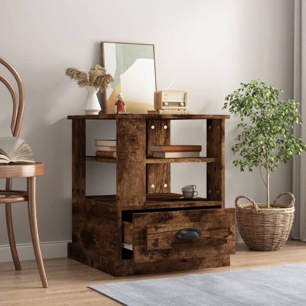 vidaXL Side Table Smoked oak Engineered wood 19.7 in x 19.7 in x 23.6 in