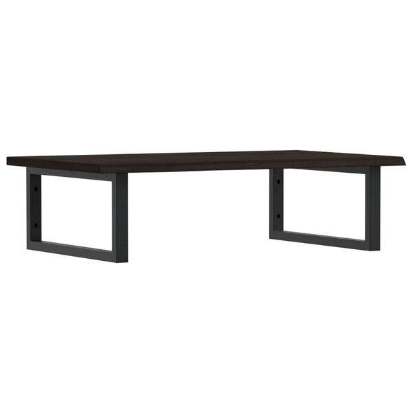 vidaXL Basin Shelf Dark brown and black Solid oak wood and steel