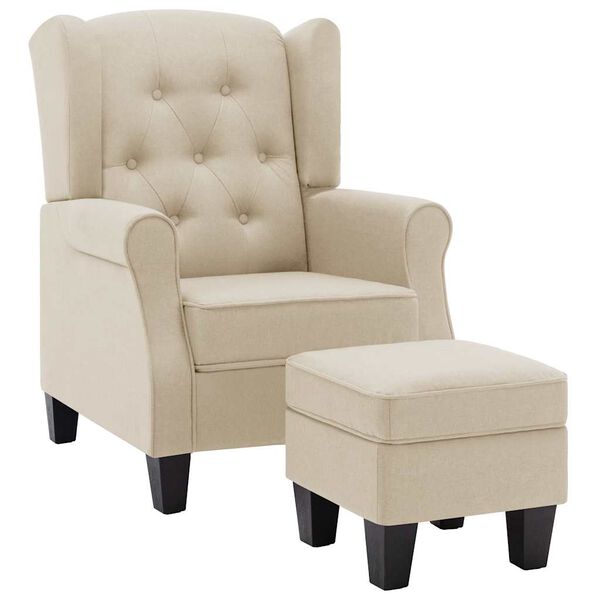 vidaXL Armchair Cream Fabric (100% polyester), plywood, plastic Medium