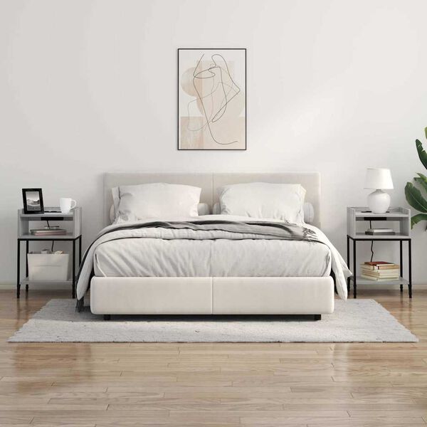 vidaXL Bedside Cabinet 2 pcs Grey Sonoma 15.75 x 15.75 x 24.02 in
