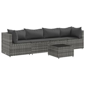 vidaXL Patio Lounge Set Grey PE rattan Medium Modular