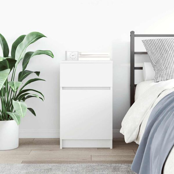 vidaXL Bedside Cabinet White Engineered wood Medium Bedside Cabinet