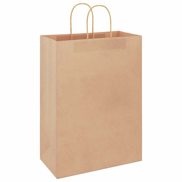 vidaXL Paper Bags 250 pcs with Handles Brown 12.6x6.7x17.3"