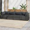 vidaXL Patio Lounge Set Gray PE rattan, powder-coated steel, polyester