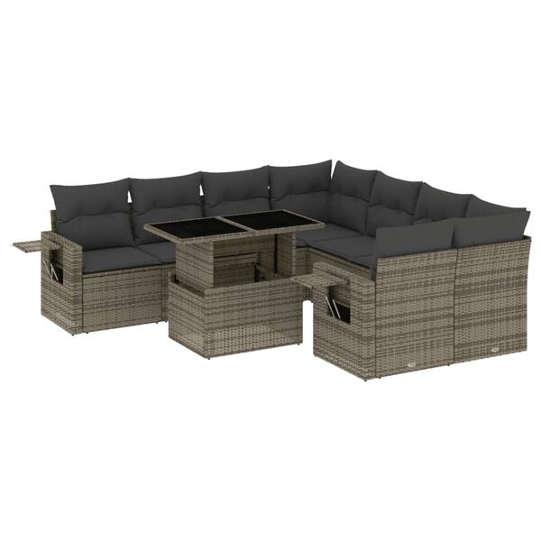 vidaXL Garden Sofa Set Grey with dark grey cushions