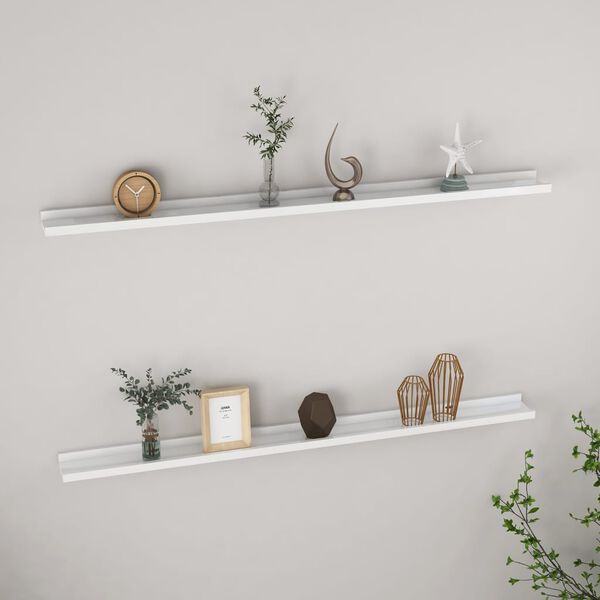 vidaXL Wall Shelf Set of 2 High gloss white MDF
