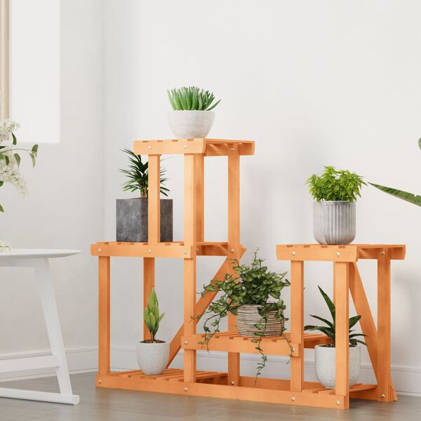vidaXL Flower Stand Wooden Brown Solid Fir Wood 35.4 x 9.8 x 28.9 in