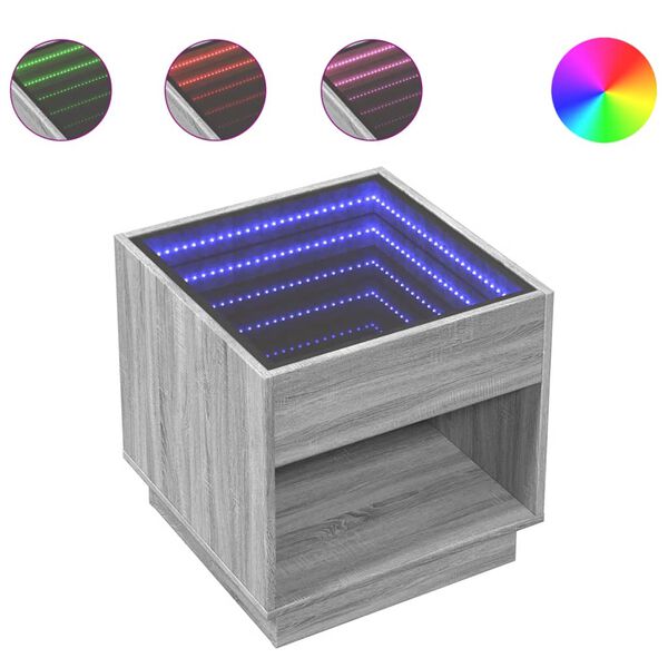 vidaXL Bedside Table Grey Sonoma Engineered wood, glass Medium