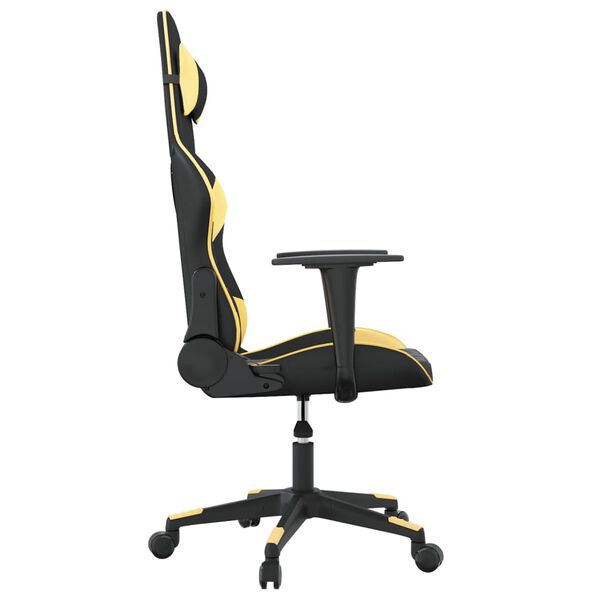 vidaXL Gaming Chair Black and Gold Faux Leather